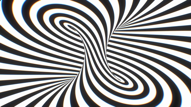 扭曲黑白催眠光学错觉迷幻条纹- 4K无缝循环运动背景动画视频素材