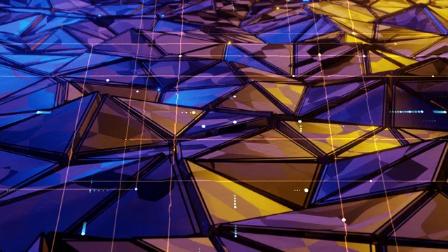 抽象多边形三角形形状的背景金属低多边形动画视频素材