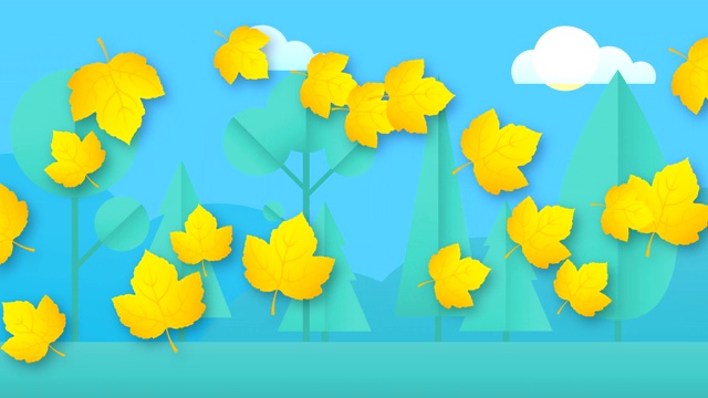 抽象视频与下落水平彩色树叶在自然背景视频下载