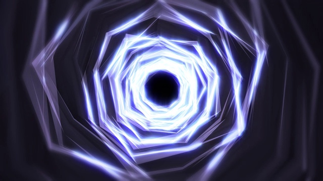 穿越旋转霓虹灯创造一个隧道，蓝红粉光谱，荧光紫外线，现代彩色照明，可循环4K动画，空间涡旋或虫洞或时间，高速隧道，黑洞数字空间，电线视频素材