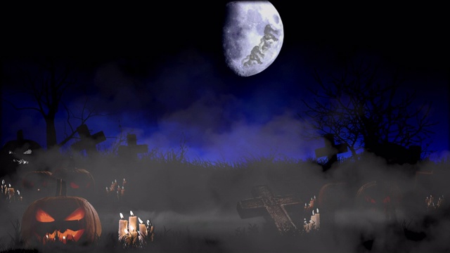 万圣节背景恐怖的墓碑和南瓜对大月亮视频下载