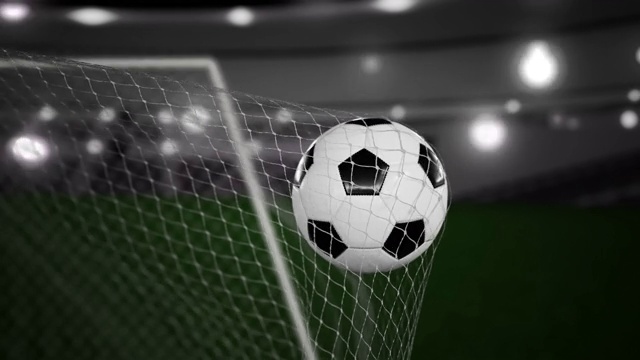 球门——足球或足球在球场的网中。视频下载