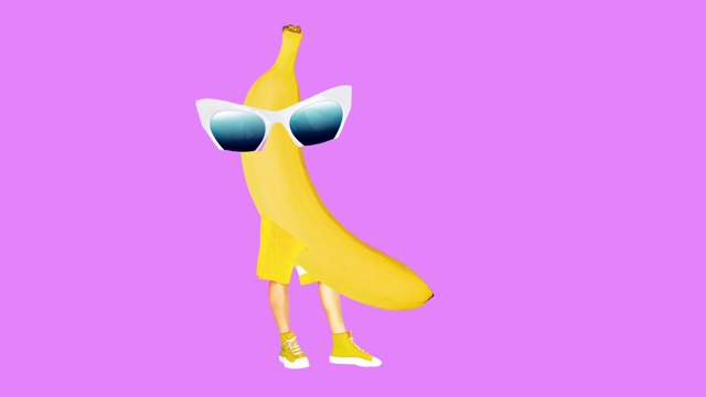 Gif动画设计。时尚夏日香蕉人视频素材