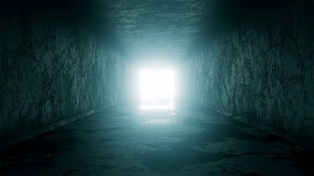 黑暗可怕的隧道黑色背景。地下恐惧概念视频素材