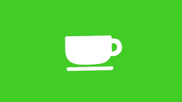 咖啡杯-茶杯的动画卡通图标在绿色屏幕的背景视频下载