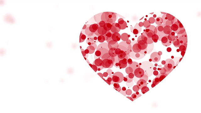 红色的移动颗粒形成心形象征，抽象爱情主题视频下载