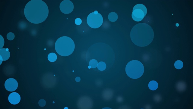 蓝色运动背景，泡沫在黑色墙纸，粒子出现和消失视频下载