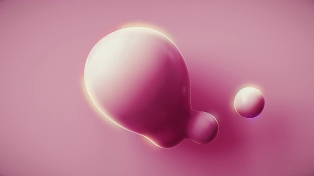 在淡粉色背景上改变形状的浅色球体视频素材
