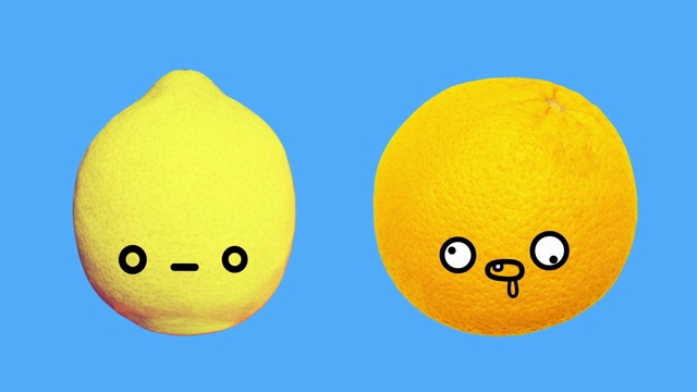 Gif动画设计。卡哇伊水果橙子和柠檬视频素材