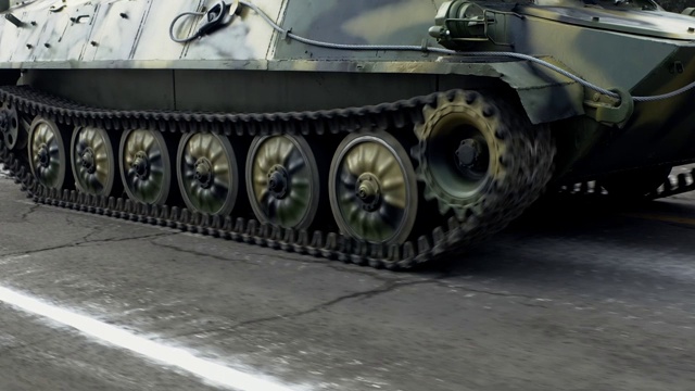 军用坦克在路上行驶视频下载