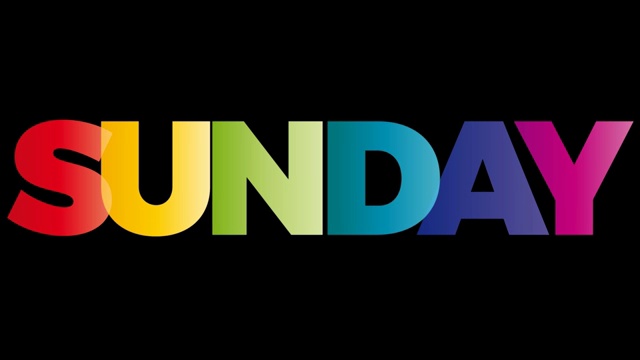 星期天这个词。动画横幅与文字彩色彩虹。视频素材