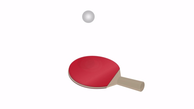 乒乓球。一个网球拍和一个球的动画。卡通视频下载