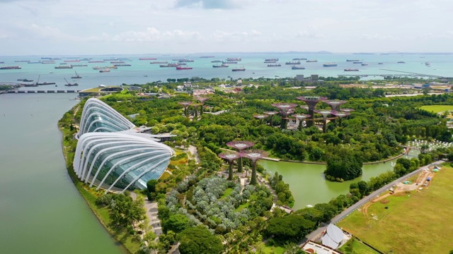 海湾花园，飞向天际线新加坡。新加坡滨海湾。视频下载