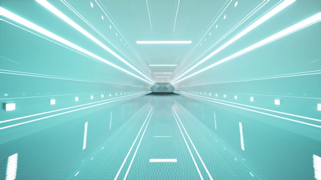 走廊在宇宙飞船3d未来科幻设计4k视频下载