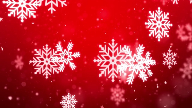 4k红色雪花背景。雪花下落循环动画。视频素材