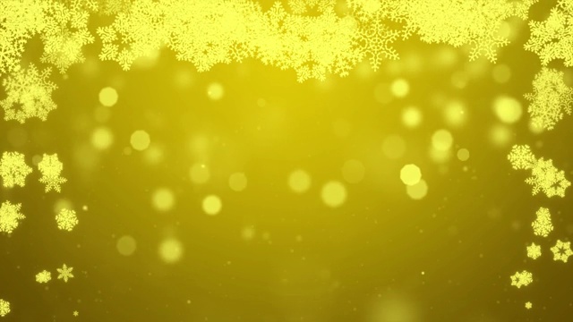 抽象的锐利和模糊的粒子成群结队的金色雪花雪环背景。视频素材