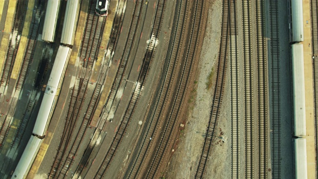 芝加哥火车站的无人机拍摄视频素材