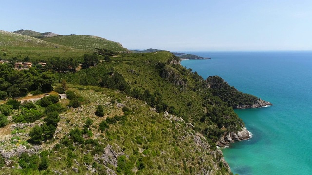 斯珀隆加和盖塔之间美丽的海岸全景，拉丁省，拉齐奥，意大利中部视频素材