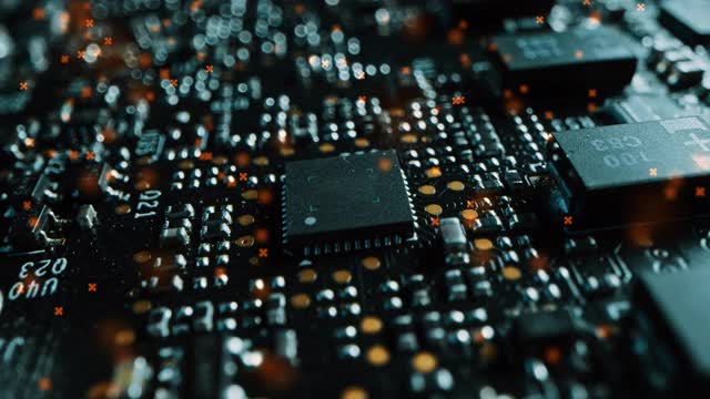 主板CPU处理器芯片的先进技术概念可视化启动人工智能数据计算和处理的数字化过程。数字信息线视频素材