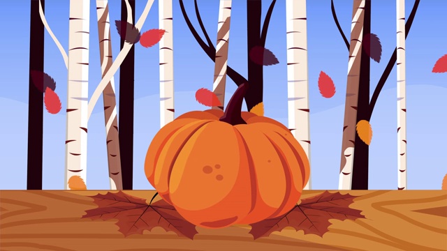 你好秋季动画与南瓜森林场景视频下载