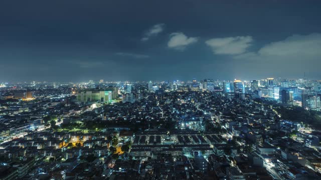 印尼雅加达城市夜晚的空中延时图视频素材