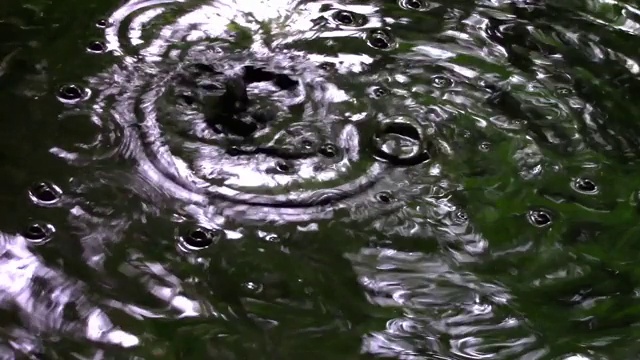 水滴落入水中会产生抽象的波形和气泡视频素材