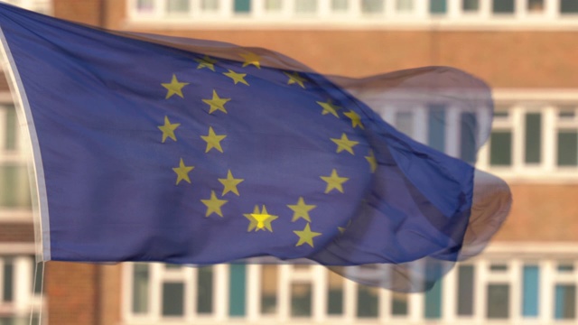 欧盟旗帜实时飘扬视频素材