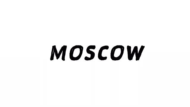 4k黑色单词莫斯科，白色背景视频下载