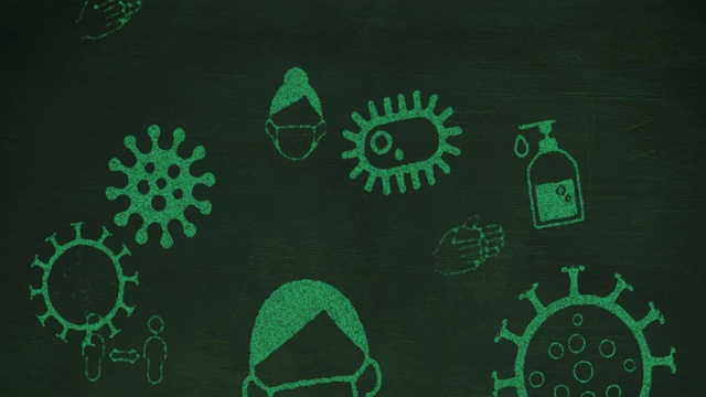 绿色背景下的冠状病毒概念图标视频下载