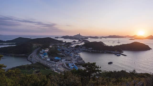 从新西岛到贡山岛的白天到夜晚的延时拍摄/贡山西，全韩国视频下载