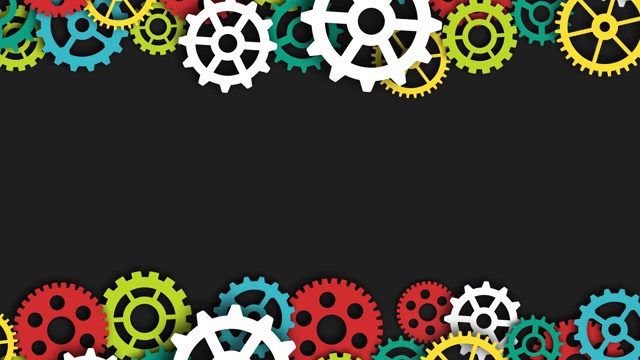 彩色齿轮抽象的工业背景。用于商业、金融和工业的计算技术概念。视频下载
