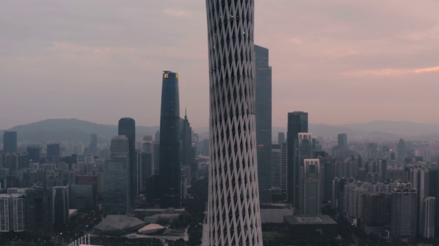 中国广州日出时的鸟瞰图。视频素材