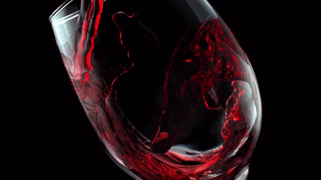 红酒在水晶酒杯中形成波浪(慢镜头1000fps视频下载