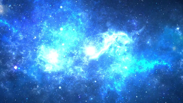 蓝色空间星云循环背景4k视频移动恒星空间背景旋转星云。视频素材
