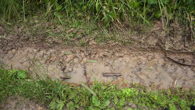 乡间泥泞的道路。视频素材