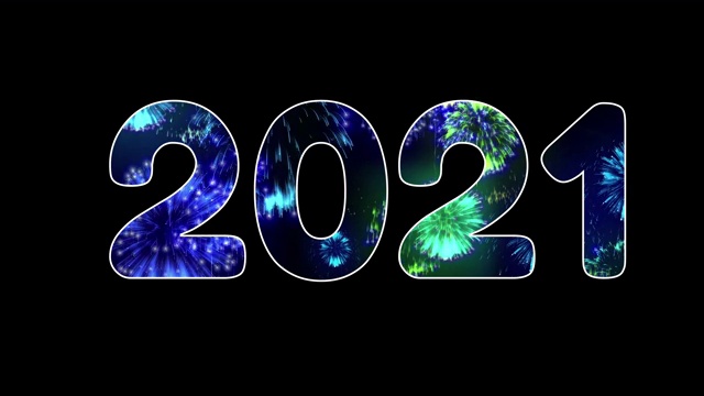 烟花是可见的碑文2021，明亮时尚的节日新年背景视频下载