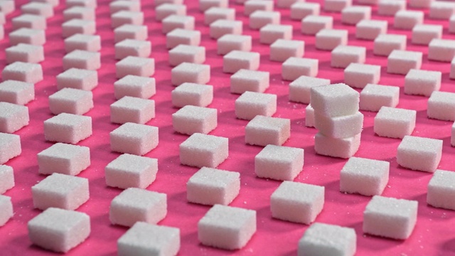 图案方糖在粉红色的背景，平移镜头视频素材