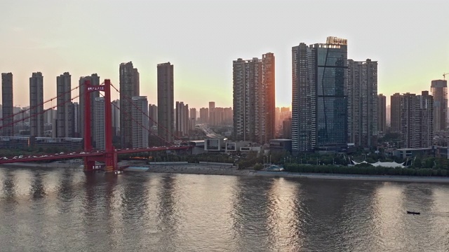 武汉天际线鸟瞰图视频素材