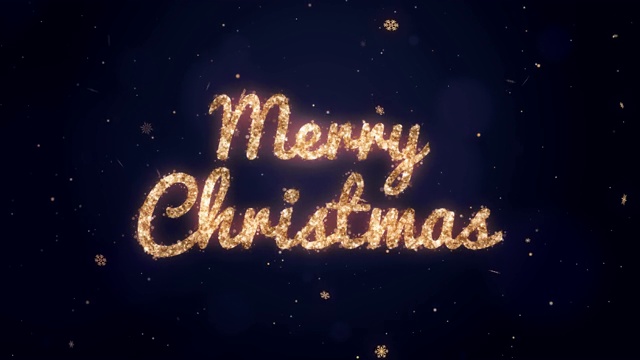圣诞快乐。蓝色背景上的金色闪光。Loopable视频下载