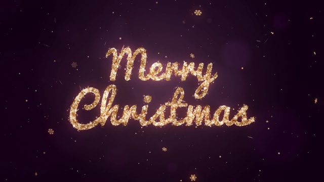 圣诞快乐。紫色背景上的金色闪光。Loopable视频素材