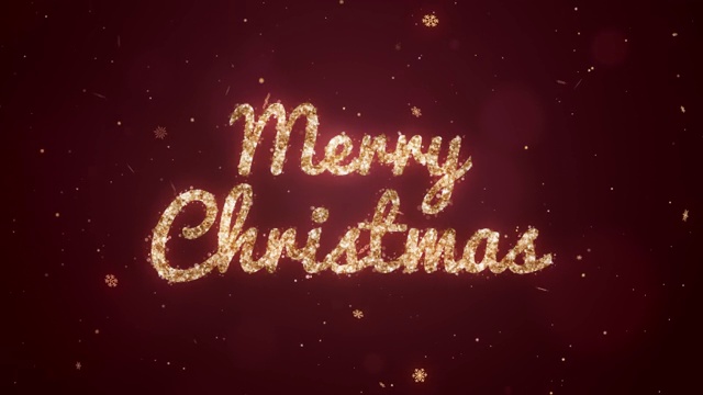圣诞快乐。红色背景上闪烁着金色。Loopable视频下载