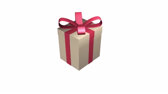 礼物。一个带有红丝带的节日盒子的动画。卡通视频素材