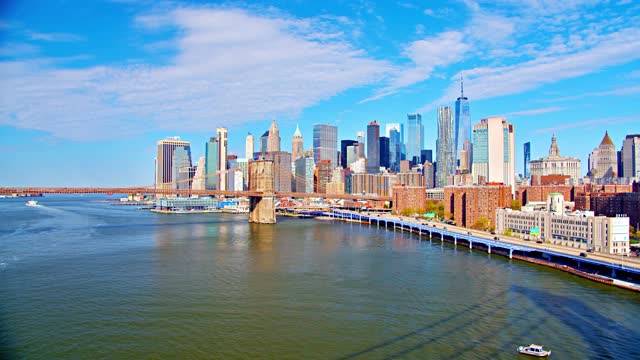 曼哈顿金融区鸟瞰图。视频素材