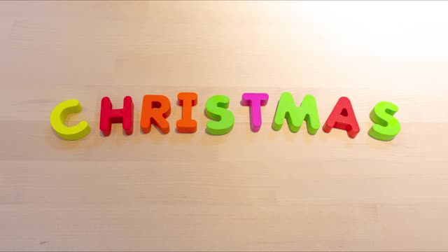 圣诞快乐文字定格动画，跳跃文字为节日概念视频素材