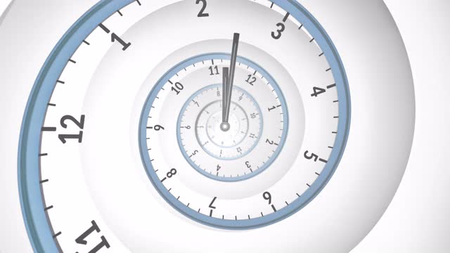 螺旋时钟-时间的流动-蓝色，白色视频下载