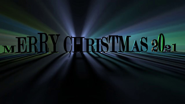 圣诞和新年快乐的主题，三维动画的舞蹈单词或字母随着多色传播，照明和移动光线在不同的颜色，3D文本动画视频素材