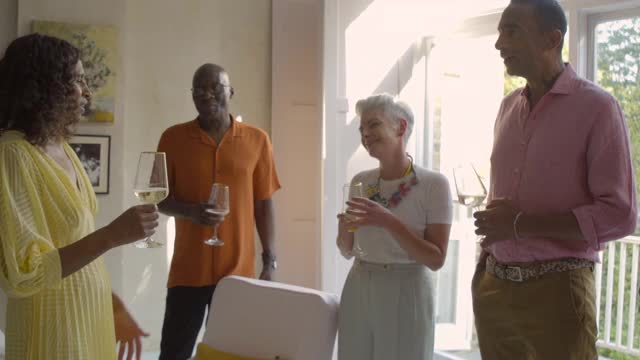一群朋友分享庆祝的祝酒词-实时视频素材