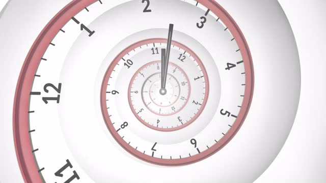 螺旋时钟-时间的流动-红色，白色视频素材