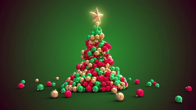 用绿色背景装饰的圣诞树视频下载