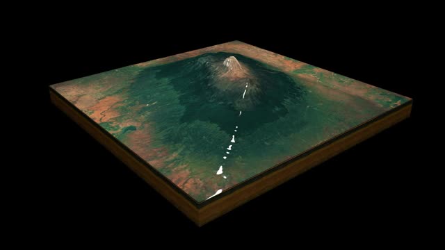 乞力马扎罗山浮雕地图3D渲染360度循环动画视频素材